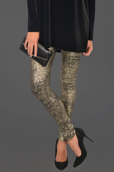 Gold Foil Leggings, Black