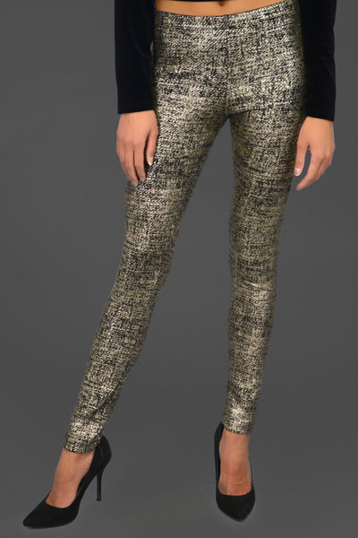 Gold Foil Leggings, Black