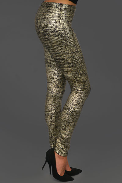 Gold Foil Leggings, Black