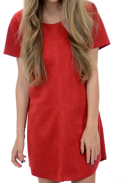 Red Hot Suede Dress