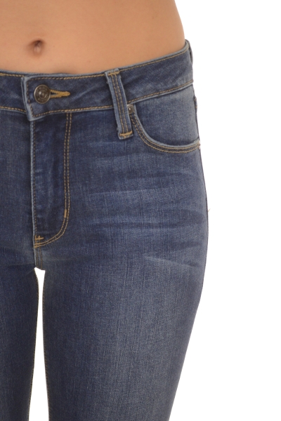 Overdye Knee Slit Jeans, Medium Denim
