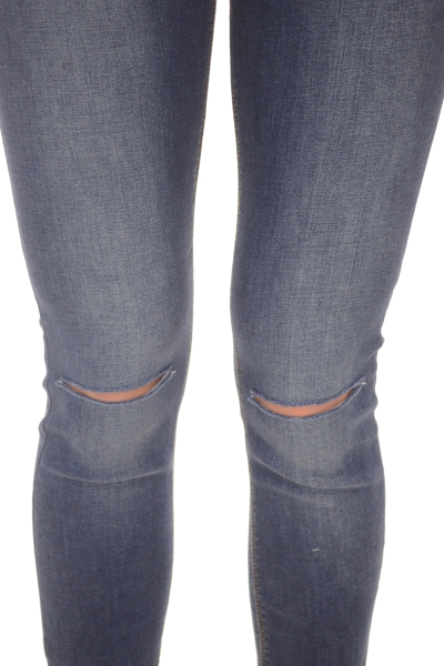 Overdye Knee Slit Jeans, Medium Denim