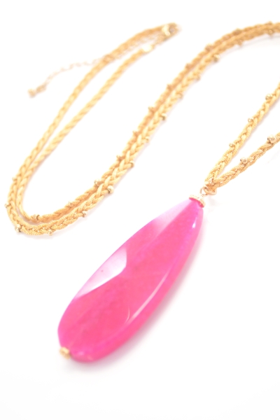 Rope Stone Necklace, Pink