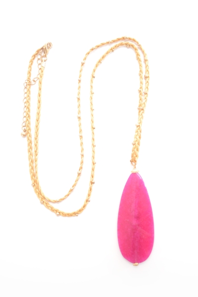 Rope Stone Necklace, Pink