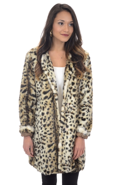 Collarless Leopard Coat