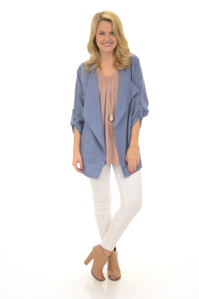 Cinched Chambray Topper