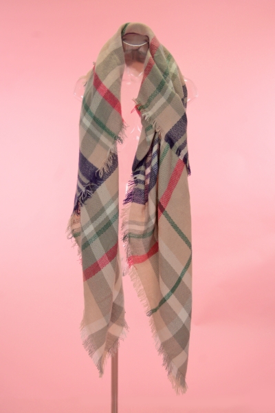 Plaid Blanket Scarf, Light Pink