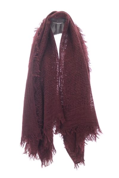 Open Weave Square Scarf, Burgundy