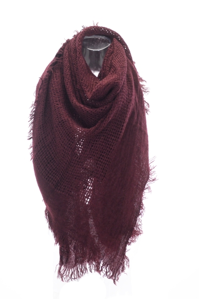 Open Weave Square Scarf, Burgundy