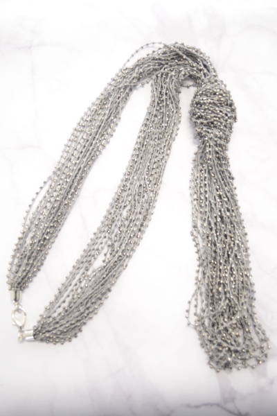 Oversized Knot Necklace, Gray
