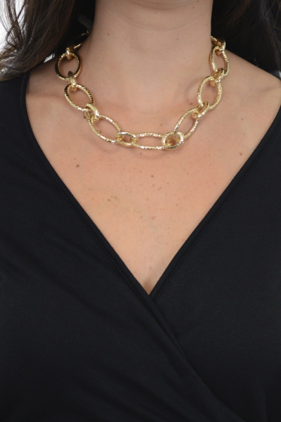 Hammered Gold Chain Necklace