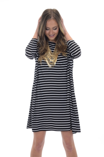 Outside the Box Tunic, Blk Stripe