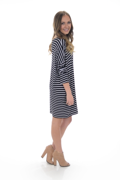 Outside the Box Tunic, Blk Stripe