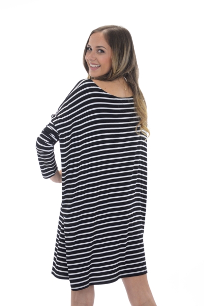 Outside the Box Tunic, Blk Stripe