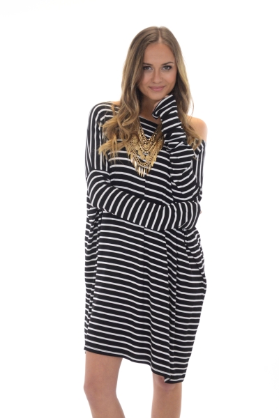 Outside the Box Tunic, Blk Stripe