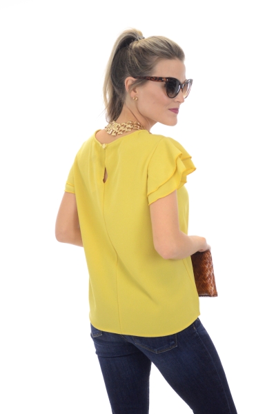 Gracie Ruffle Sleeve Top, Yellow