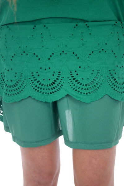 Eyelet Off Shoulder Dress, Green