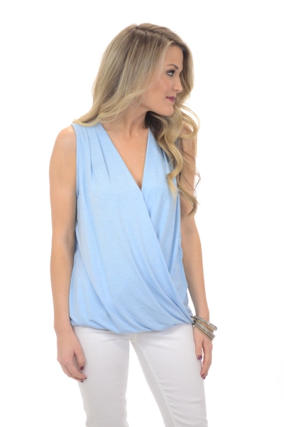 Twist Front Tank, Light Blue
