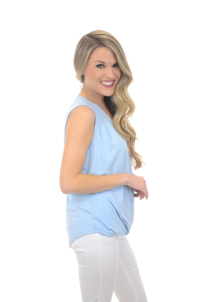 Twist Front Tank, Light Blue