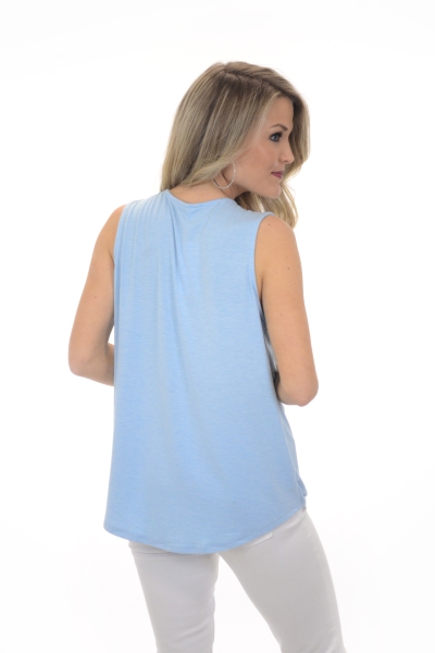 Twist Front Tank, Light Blue