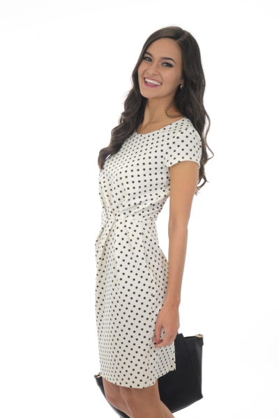 Polka Dot Wrap Dress, Ivory