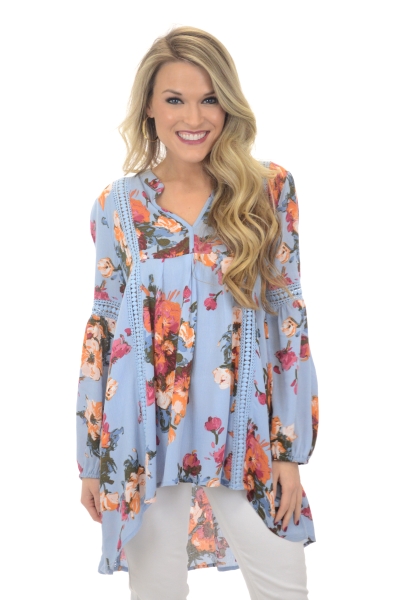 Lindsey Jo Top, Dusty Blue - 3/4 & Long Sleeve - Tops - The Blue Door ...