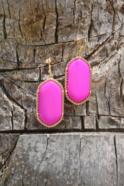Oval Statement Earring, Hot Pink