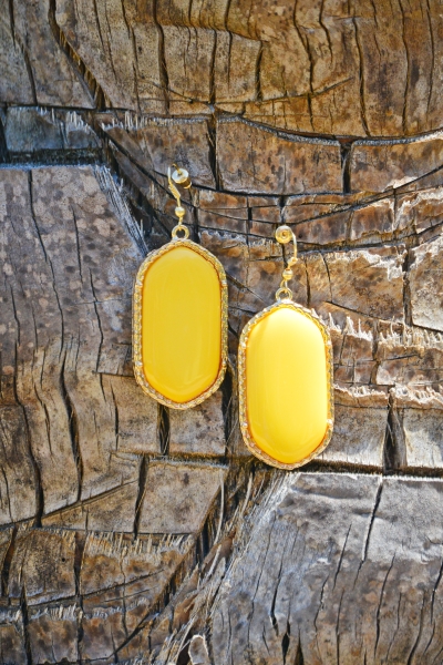 Oval Statement Earring, Yellow