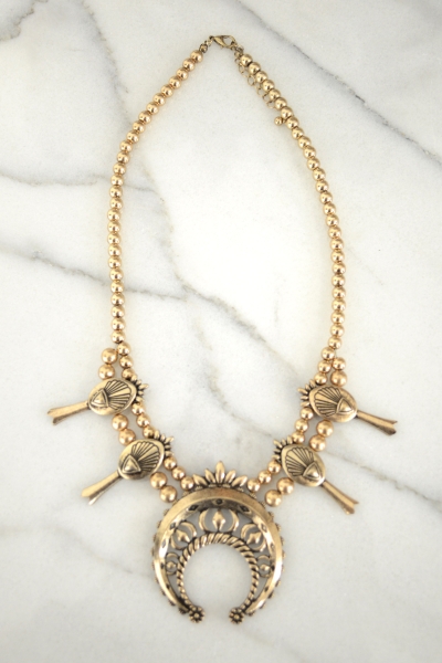 Aged Crescent Necklace, Gold