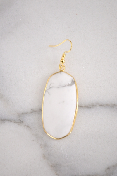 Oblong Stone Earring, Marble