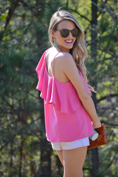 One Shoulder Top, Pink