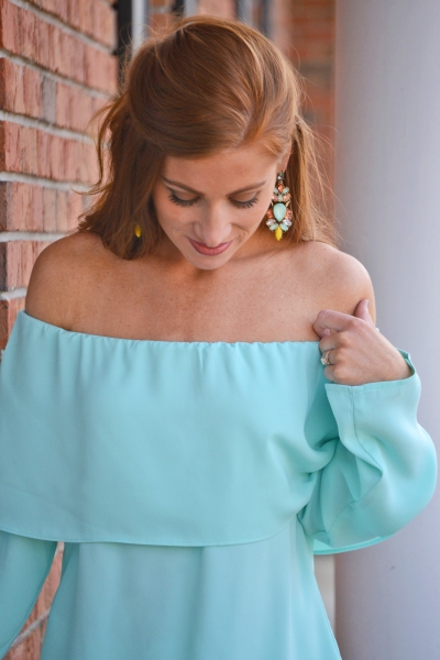 Mint Off Shoulder Blouse