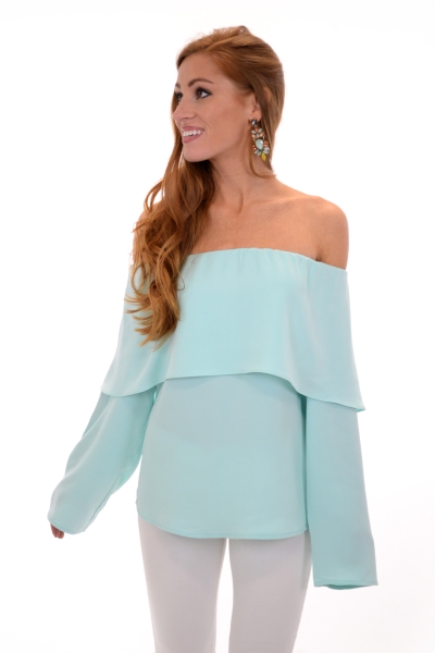 Mint Off Shoulder Blouse