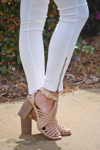 Pleated Knee Pants, White