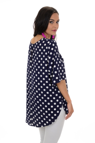 Seeing Spots Blouse, Navy - The Blue Door Boutique