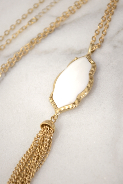 Antique Tassel Necklace, White