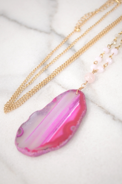 On the Geode Necklace, Pink