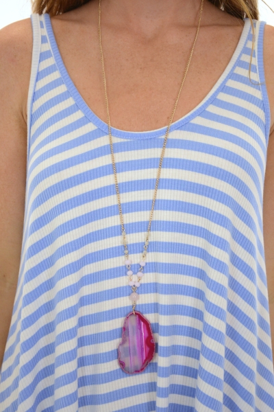On the Geode Necklace, Pink