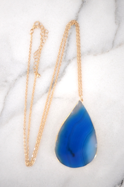 Simple Agate Necklace, Turq