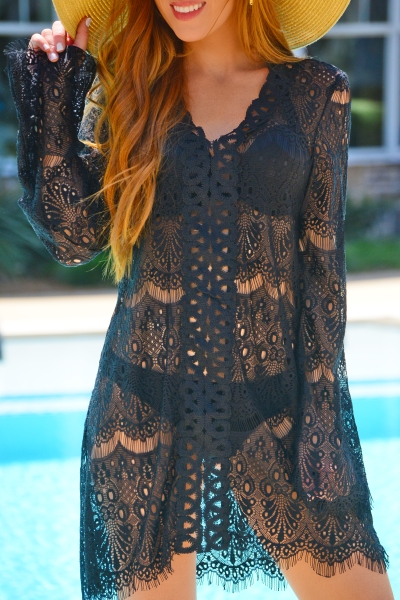 Lace Cover Up, Black