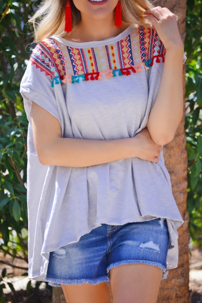 Rigley Fringe Top, Silver