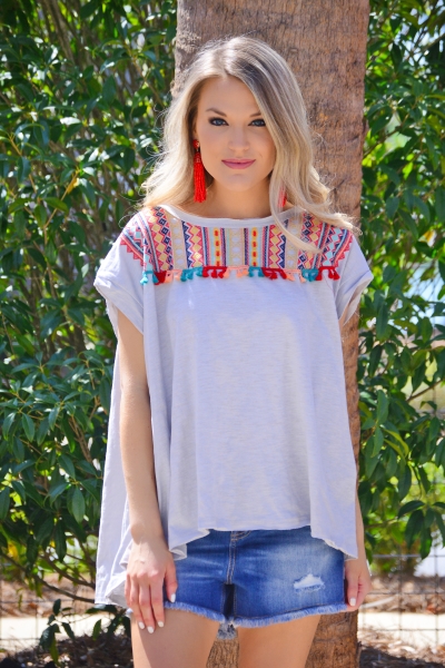 Rigley Fringe Top, Silver