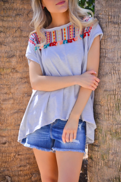 Rigley Fringe Top, Silver