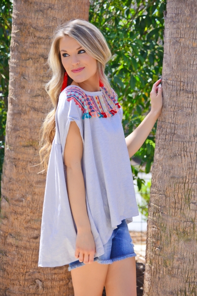 Rigley Fringe Top, Silver