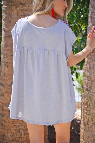 Rigley Fringe Top, Silver