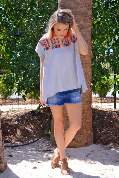 Rigley Fringe Top, Silver