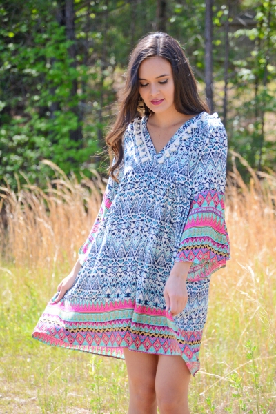 Bright Borders Dress - Dresses - The Blue Door Boutique