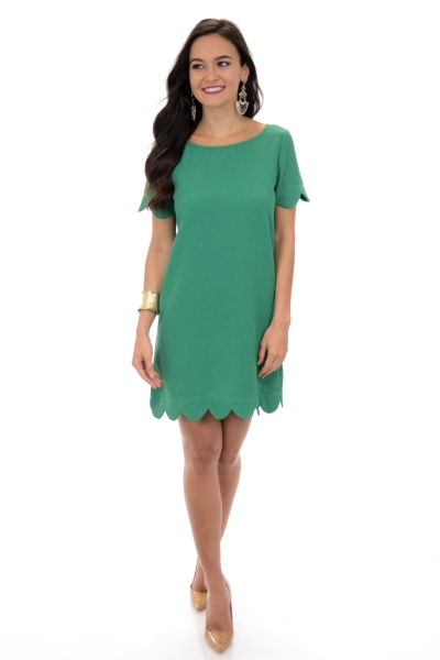 Special Event Dress, Green Scallop