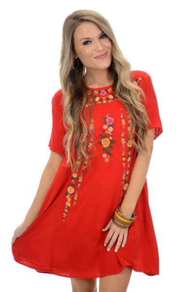 Moon Flower Dress, Red