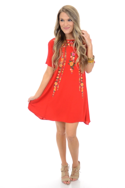 Moon Flower Dress, Red